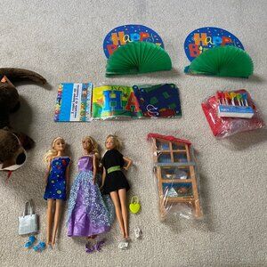 Birthday party decor and gifts for young girl Stuffie  , Barbies and Chickens